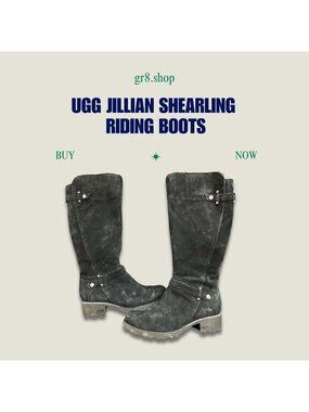 UGG Jillian Shearling Riding Boots Size 5 Black Suede Women's Winter Durable Sol